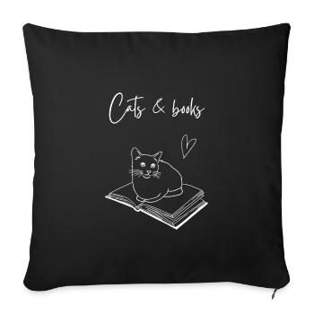 Katze Buch lesen Geschenkidee - Sofakissenbezug 45 x 45 cm - Schwarz - Vorne