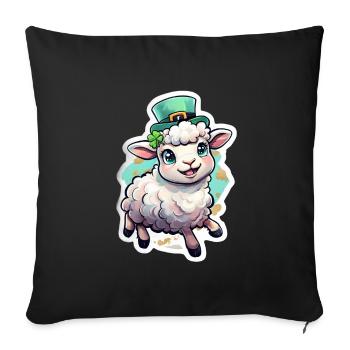 Cadeau de mouton pour la Saint-Patrick - Housse de coussin décorative 45 x 45 cm - noir - Devant