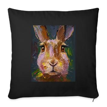 Hare Painting Oil Paints Gift - Sofa pillowcase 17,3'' x 17,3'' (45 x 45 cm) - black - Front