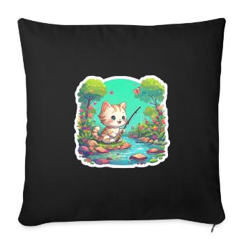 Angel Cat Gift - Sofa pillowcase 17,3'' x 17,3'' (45 x 45 cm) - black - Front