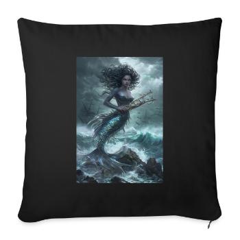 Sirène Mythologie Mer Cadeau - Housse de coussin décorative 45 x 45 cm - noir - Devant