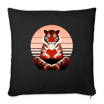 Tiger with heart - Sofa pillowcase 17,3'' x 17,3'' (45 x 45 cm) - black - Front