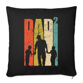 Dad shirt two sons two times father gift - Sofa pillowcase 17,3'' x 17,3'' (45 x 45 cm) - black - Front