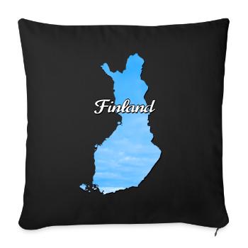La carte de la Finlande Finlande, couleur bleue - Housse de coussin décorative 45 x 45 cm - noir - Devant