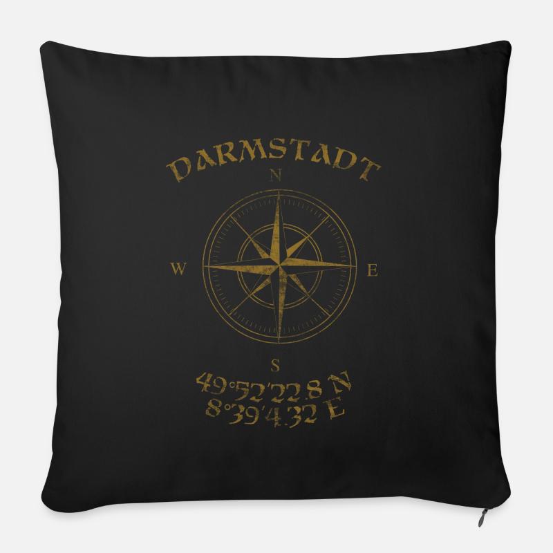 Compass GPS coordinates Darmstadt - Sofa pillowcase 17,3'' x 17,3'' (45 x 45 cm) - black