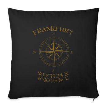 Compass GPS coordinates Frankfurt - Sofa pillowcase 17,3'' x 17,3'' (45 x 45 cm) - black - Front