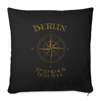 Coordonnées de la boussole Berlin - Housse de coussin décorative 45 x 45 cm - noir - Devant