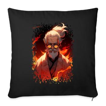 Wise Old Japanese Sensei - Anime Shirt - Sofa pillowcase 17,3'' x 17,3'' (45 x 45 cm) - black - Front