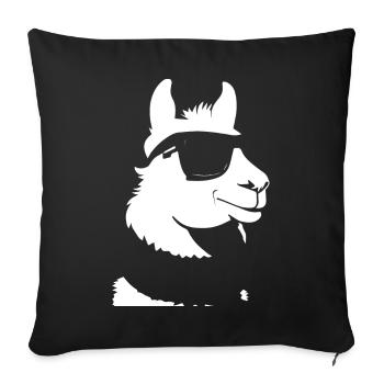 Drôle d’alpaga portant des lunettes de soleil cool alpagas - Housse de coussin décorative 45 x 45 cm - noir - Devant