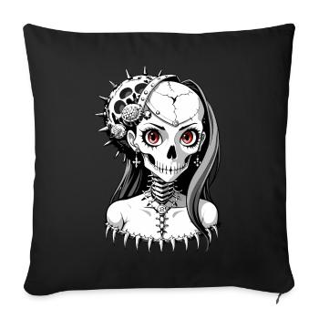 Crâne de mariée // Skull Bride // Mariage FS0128 - Housse de coussin décorative 45 x 45 cm - noir - Devant