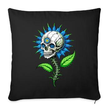 Cornflower Skull // Totenkopf Kornblume FS0149 - Sofa pillowcase 17,3'' x 17,3'' (45 x 45 cm) - black - Front