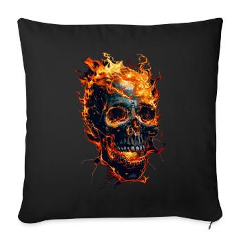 Skull Flames Skull Fire Skeleton Biker - Sofa pillowcase 17,3'' x 17,3'' (45 x 45 cm) - black - Front