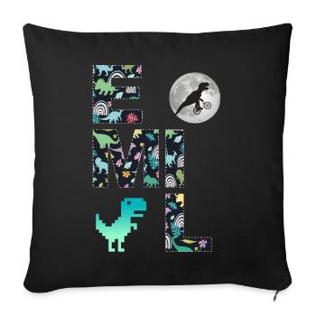 EMIL - Beautiful boy name with dinosaur - Sofa pillowcase 17,3'' x 17,3'' (45 x 45 cm) - black - Front