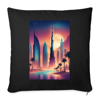 Paysage urbain coloré de l’est - Housse de coussin décorative 45 x 45 cm - noir - Devant