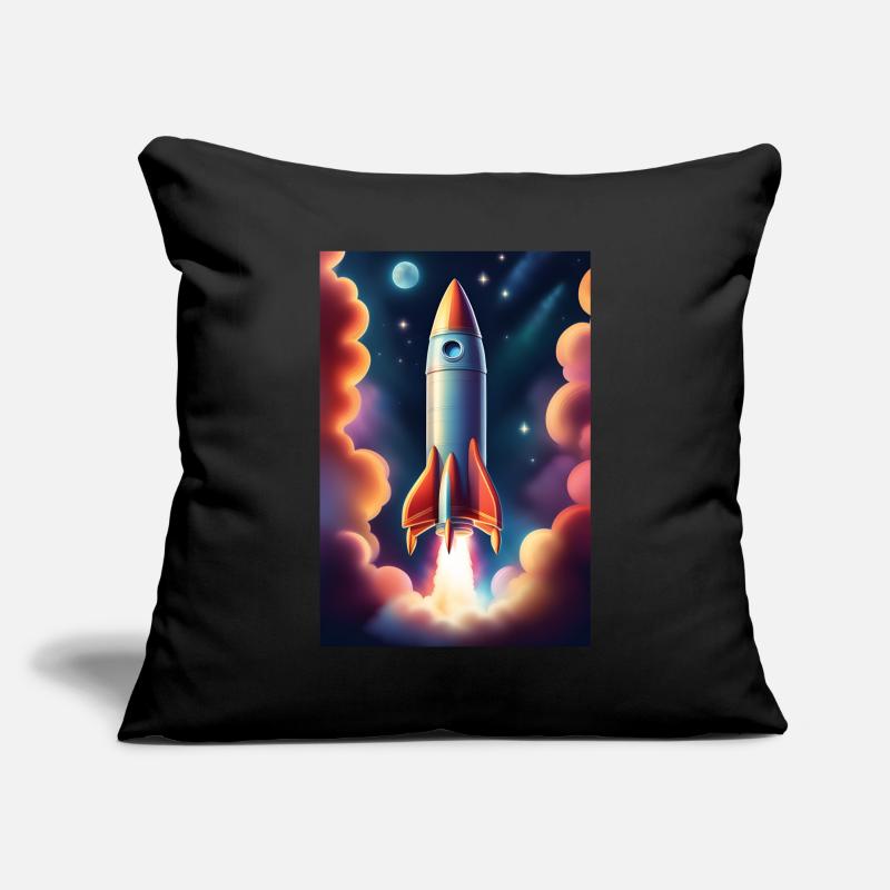 Fusée volant dans l’espace Housse de coussin décorative 45 x 45 cm