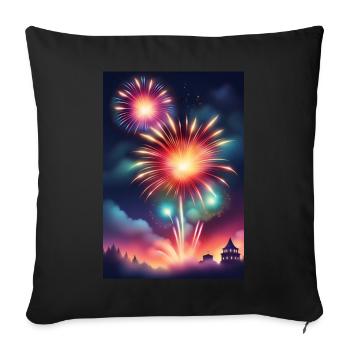 L’étonnant feu d’artifice du Nouvel An - Housse de coussin décorative 45 x 45 cm - noir - Devant