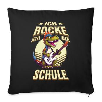 School Child School Enrollment Dino Guitar Rock Music - Sofa pillowcase 17,3'' x 17,3'' (45 x 45 cm) - black - Front