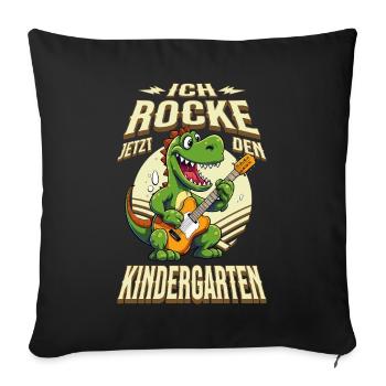 Kindergarten Daycare Dinosaur Guitar Rock Music - Sofa pillowcase 17,3'' x 17,3'' (45 x 45 cm) - black - Front