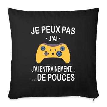 Je peux pas j'ai entraînement de pouces - Housse de coussin décorative 45 x 45 cm - noir - Devant