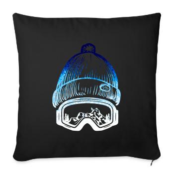 SKI Winter Sports Beanie - bleu Snow Edition *** - Housse de coussin décorative 45 x 45 cm - noir - Devant
