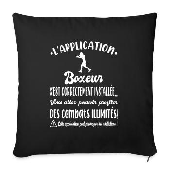 L'application boxeur s'est correctement installée - Housse de coussin décorative 45 x 45 cm - noir - Devant