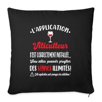 L'application viticulteur t-shirt homme humour - Housse de coussin décorative 45 x 45 cm - noir - Devant
