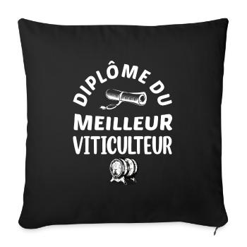 Diplôme du meilleur viticulteur t-shirt vin - Housse de coussin décorative 45 x 45 cm - noir - Devant