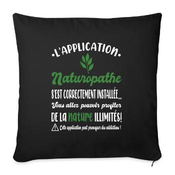L'application naturopathe t-shirt humoristique - Housse de coussin décorative 45 x 45 cm - noir - Devant