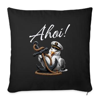 Ohé! Drôle de mouette avec ancre - Housse de coussin décorative 45 x 45 cm - noir - Devant