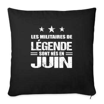 Cadeau drôle militaire mois de juin armée - Housse de coussin décorative 45 x 45 cm - noir - Devant