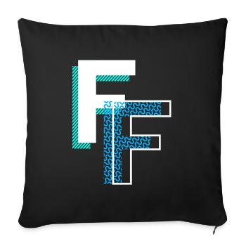 Letter F - Sofa pillowcase 17,3'' x 17,3'' (45 x 45 cm) - black - Front