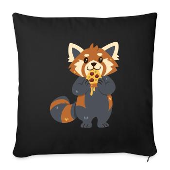 Red Panda with Pizza - Sofa pillowcase 17,3'' x 17,3'' (45 x 45 cm) - black - Front