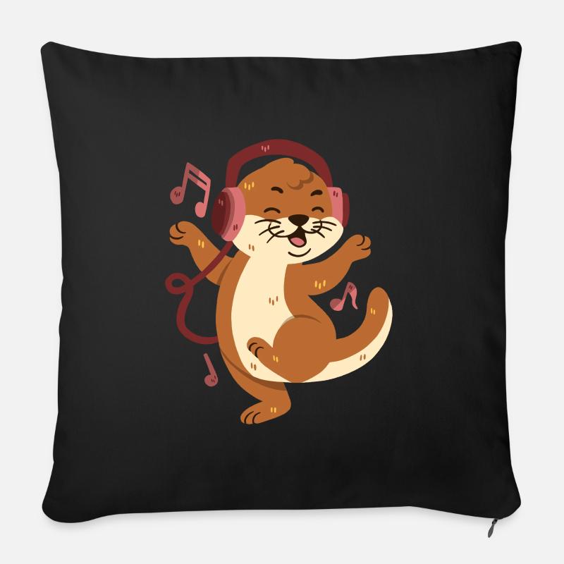 Otter hört Musik und tanzt - Sofakissenbezug 45 x 45 cm - Schwarz