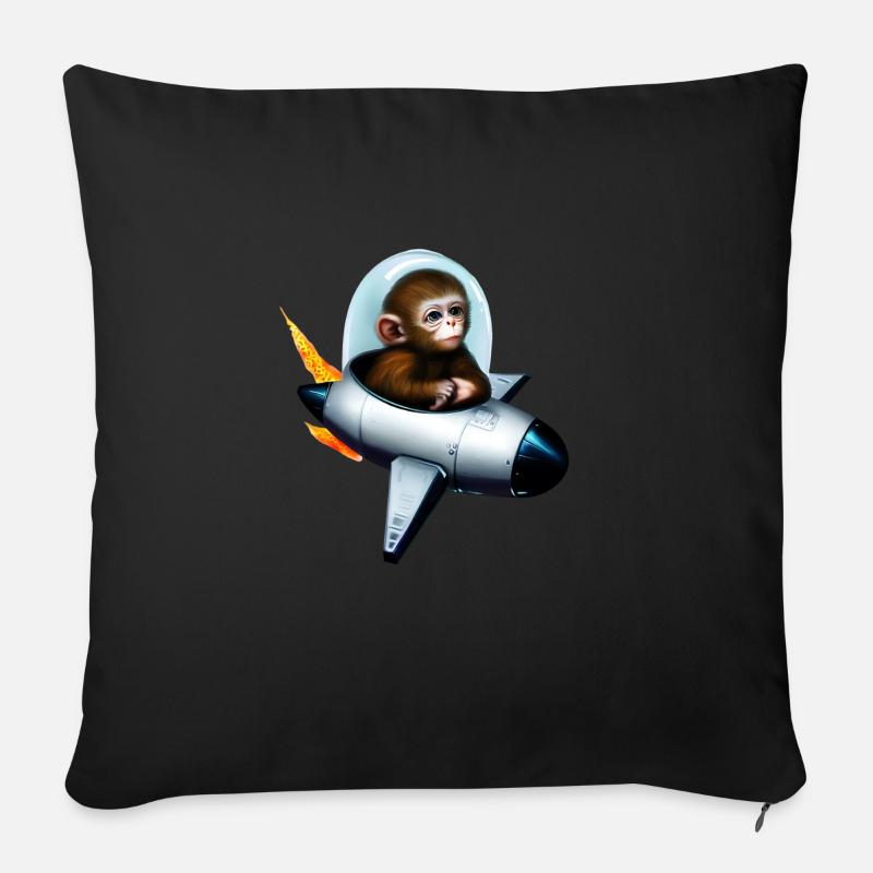 Astronaut Affe Rakete Weltraum - Sofakissenbezug 45 x 45 cm - Schwarz