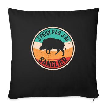 J peux pas j ai Sanglier vintage - Housse de coussin décorative 45 x 45 cm - noir - Devant