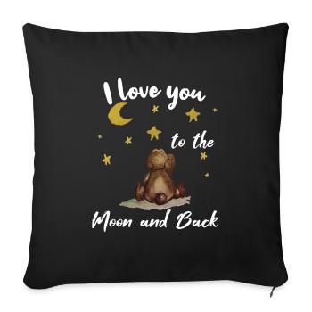 je t'aime à la lune et en arrière les petites étoiles d'ours - Housse de coussin décorative 45 x 45 cm - noir - Devant