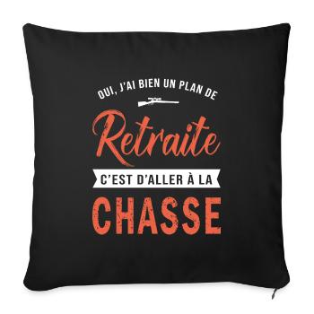 retraité chasse cadeau cool plan retraite chasseur - Housse de coussin décorative 45 x 45 cm - noir - Devant