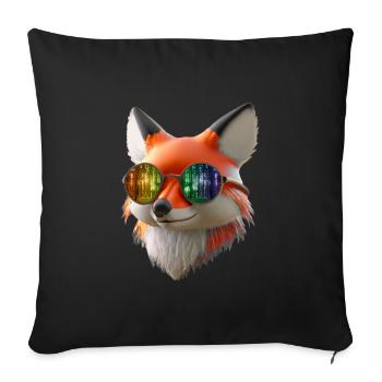 Fox head with sunglasses - Sofa pillowcase 17,3'' x 17,3'' (45 x 45 cm) - black - Front