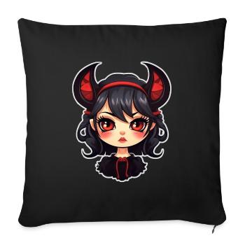 Mignon Goth Girl Gothic Mystical Horror - Housse de coussin décorative 45 x 45 cm - noir - Devant