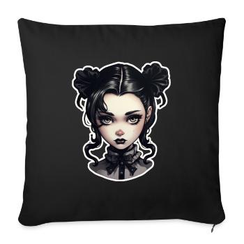 Goth Girl Gothic Süß Vampir Mystisch - Sofakissenbezug 45 x 45 cm - Schwarz - Vorne