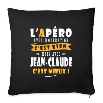 jean claude Apero T shirt Humour jean-claude - Housse de coussin décorative 45 x 45 cm - noir - Devant