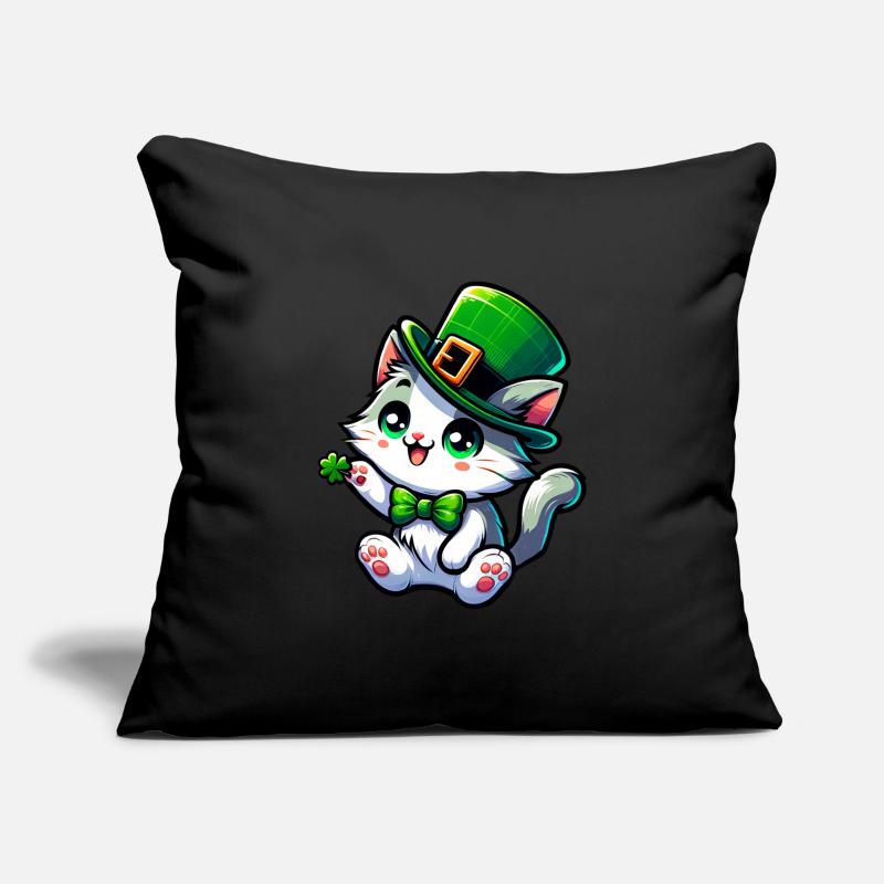 Dessin animé de chat de la Saint-Patrick Housse de coussin décorative 45 x 45 cm