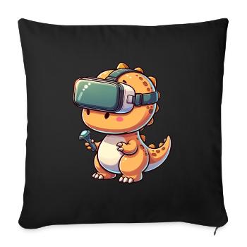trex dino dinosaurier vr virtual reality gamer - Sofakissenbezug 45 x 45 cm - Schwarz - Vorne
