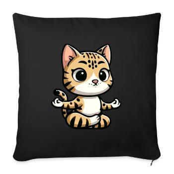 Bengal Cat Yoga & Meditation Rest - Sofa pillowcase 17,3'' x 17,3'' (45 x 45 cm) - black - Front