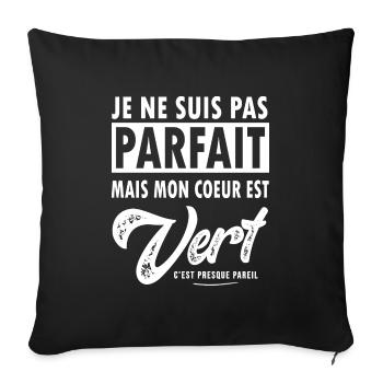 Stéphanois football st étienne supporter vert fier - Housse de coussin décorative 45 x 45 cm - noir - Devant