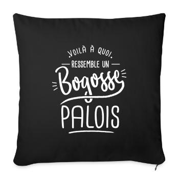 bogosse Palois cadeau Pau 64 - Housse de coussin décorative 45 x 45 cm - noir - Devant