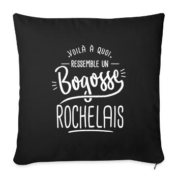 bogosse Rochelais cadeau La Rochelle 17 - Housse de coussin décorative 45 x 45 cm - noir - Devant