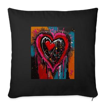 Herz für Kunstliebhaber - Sofakissenbezug 45 x 45 cm - Schwarz - Vorne