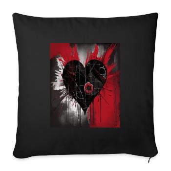 Herz für Kunstliebhaber - Sofakissenbezug 45 x 45 cm - Schwarz - Vorne