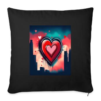 Herz für Kunstliebhaber - Sofakissenbezug 45 x 45 cm - Schwarz - Vorne